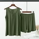 thumbnail image 1 of Conjunto de pijama de dos piezas para mujer, suelto, de verano, con tirantes de color liso, para estar en casa, blusa modal y pantalones, 1 of 7