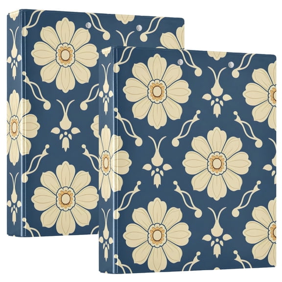 ALAZA Retro Floral Hardcover 3 Ring Binder 1.5" Round Rings Interior Pockets Binders Organizer 2 Pack
