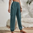 thumbnail image 4 of Women Fashion Casual Solid Color High Waist Casual Pants Pocket Side Drawstring Hem Cargo Pants Womens Casual Pants plus Casual Pants for Women with Pockets Womens Pants Straight Leg Womens Casual, 4 of 7