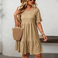 thumbnail image 4 of Horkkom Summer Dresses for Women Short Sleeve Mini Solid Color T Shirt Dress Vacation Beach Sundresses, XL-5XL, 4 of 8