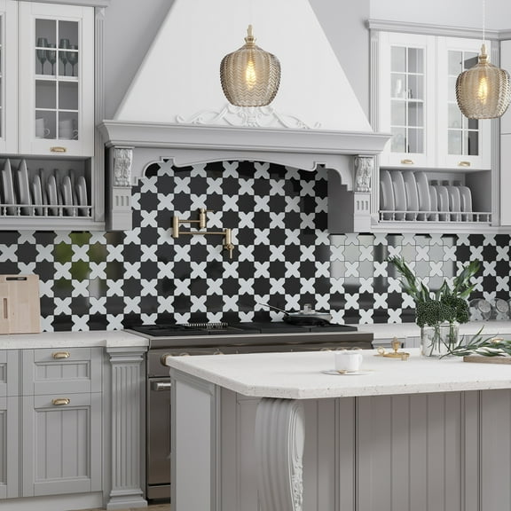 Siena 5.35 in. x 5.35 in. Glossy Black Ceramic Star-Shaped Wall and Floor Tile (5.37 sq. ft./case) (27-pack)