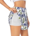 thumbnail image 3 of Lsque Blue Flax Flowers Printed Women's Running Shorts with Liner Pockets,Elastic Quick Dry Workout Athletic Gym Yoga Shorts,Womens High Waist Shorts-Large, 3 of 9