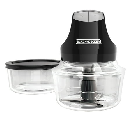 BLACK+DECKER 4-Cup Glass Bowl Electric Food Chopper: Chop, Serve, & Store, Black,