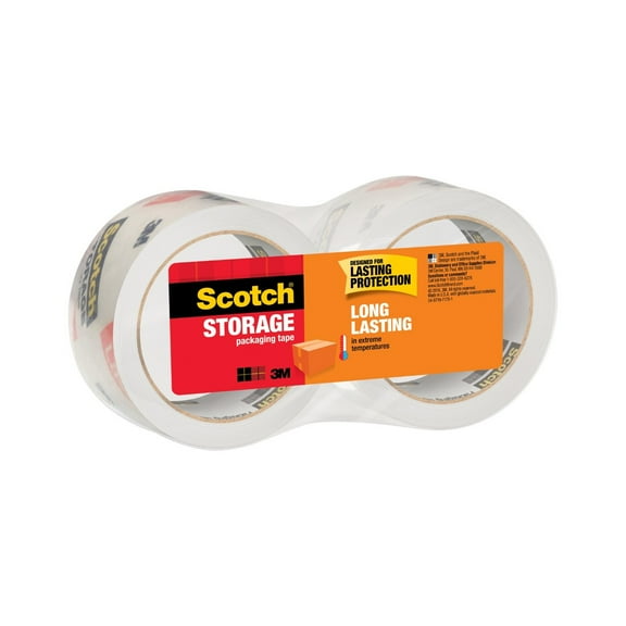Scotch Long Lasting Storage Packaging Tape, Clear, 1.88 in x 54.6 yds, 2 Rolls