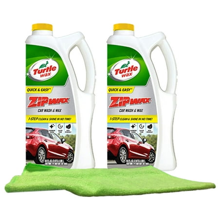 Turtle Wax Zip Wax Liquid Car Wash (64 oz.) Bundle with Microfiber Cloth (3