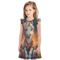 thumbnail image 1 of Fotbe Starry Sky Cute Horse Vestido de Dormir para Niñas de 3 a 10 Años, Mangas Cortas, Estilo Princesa, Pijama Camisón con Mangas Voladas-Medium, 1 of 6