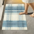 thumbnail image 5 of 2 Piece Soft Bathroom Rug Set Dusty Blue and Beige Check Bath Mat and U-Shaped Toilet Contour Rug (16"x24"+20"x24"), 5 of 9