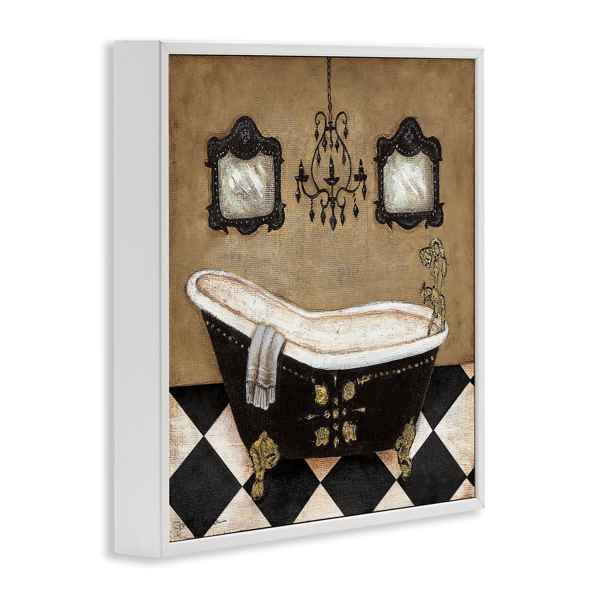 Stupell Industries Elegant Vintage Bathtub White Framed Giclee Art, design by Janet Tava