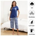 thumbnail image 3 of Women's Short Sleeve Pajamas Sets with Capri Pants 2 Piece Womens Capri Pajama Sets with Pockets Summer Plaid Print Sleepwear Set for Women, S-XXL, 3 of 12