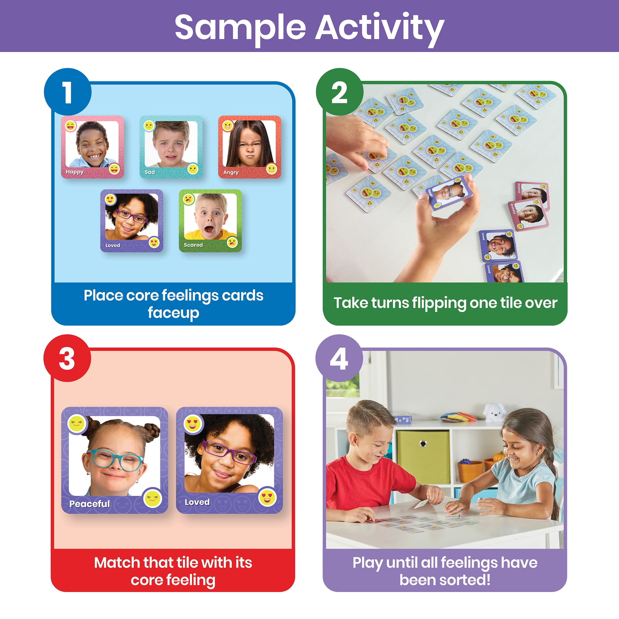 hand2mind Express Your Feelings Memory Match Child Card Game, Paper, 7.50" x 1.60" x 7.20", 80 Count