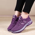 thumbnail image 4 of HTHLVMD Casual Mesh Walking Shoes, Lace-Up Comfort Sneakers, Breathable Knit Upper, Women's Running Shoes, Breathable Soft-Soled Low-Top Walking Training Shoes, Comfortable Outdoor Sports, Purple 8, 4 of 9