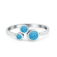 thumbnail image 2 of New Design Petite Dainty Lab-Created Blue Opal Ring Band 925 Sterling Silver Size 9, 2 of 5