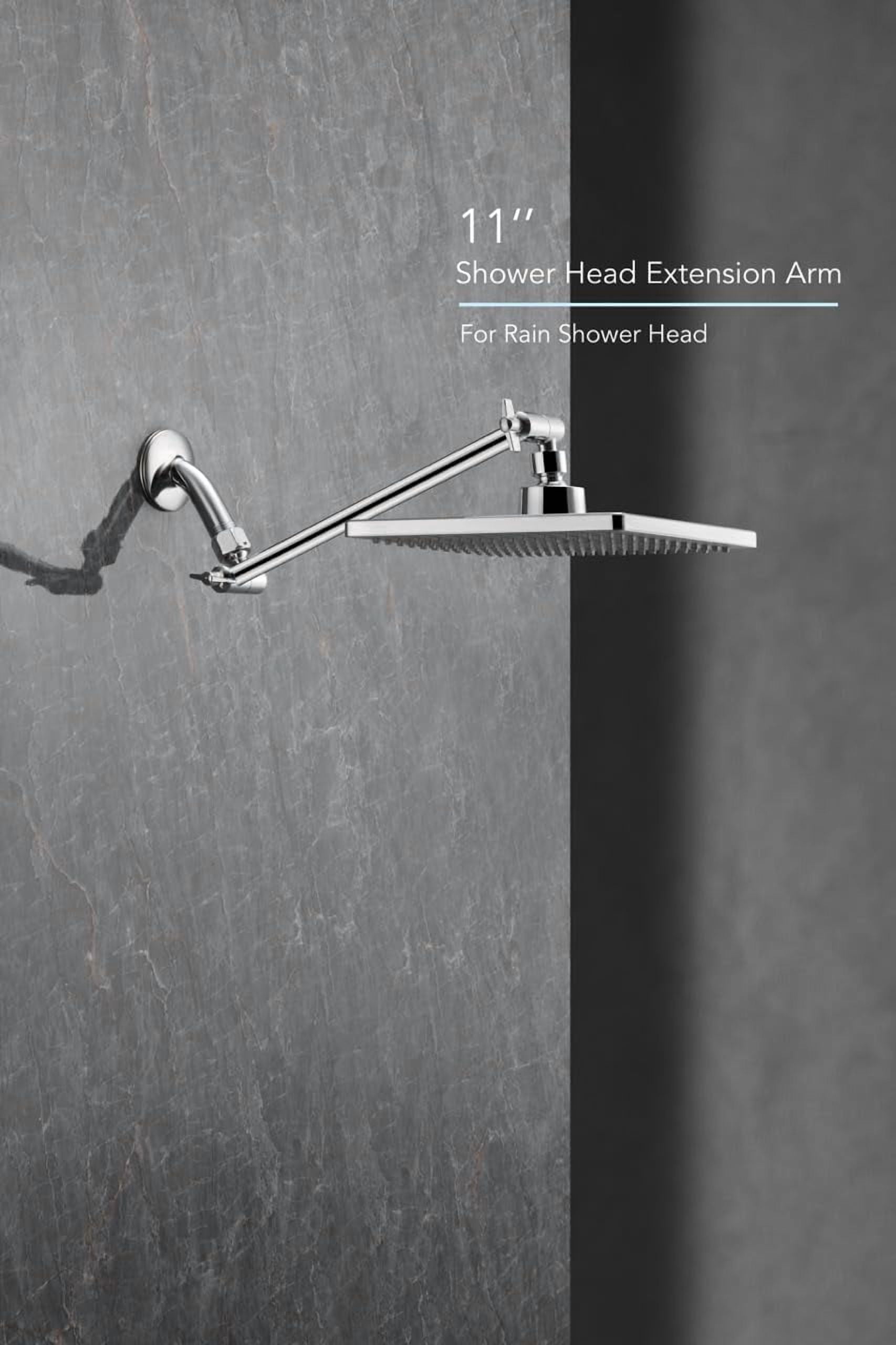 Rain Shower Head  8'' High Rainfall Square Showerhead With 11'' Extension Arm Brass Adjustable Extender Waterfall Fixed Showerheads Chrome