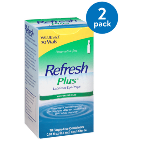 Pet Vision Eye Drops - (2 Pack) Refresh Plus® Lubricant Eye Drops 70-0.01 fl. oz. Tubes