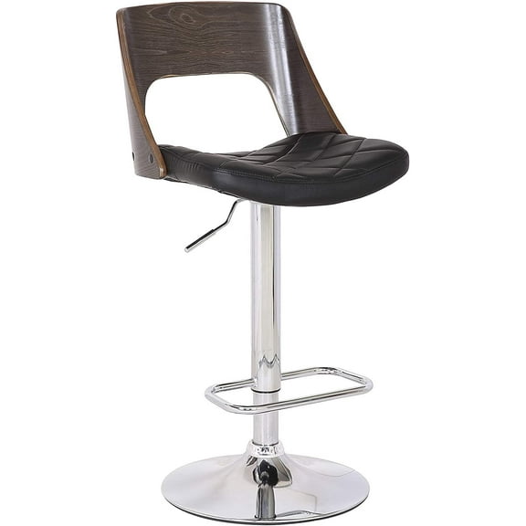 AFANSO Bentwood Contemporary Modern Stylish Wood Back Adjustable Swivel Bar Stool with Diamond Quilted Finish Curved Seat and Back