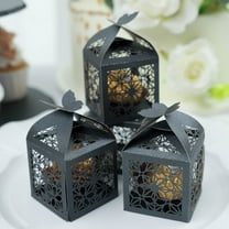 Efavormart 25Pcs Black Butterfly Top Laser Cut Lace Print Favor Gift Candy Boxes