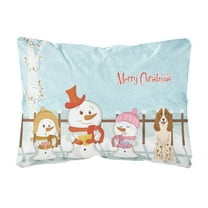 Carolines Treasures BB2362PW1216 Merry Christmas Carolers Russian Spaniel Canvas Fabric Decorative Pillow, 12H x16W,
