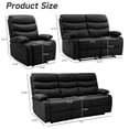 thumbnail image 3 of Leather Reclining Sofa 3-Seater, Triple Recliner Chair for Living Room, RV, Home Theater Seating(Black,3 Seater Sofa+Loveseat+Recliner), 3 of 7