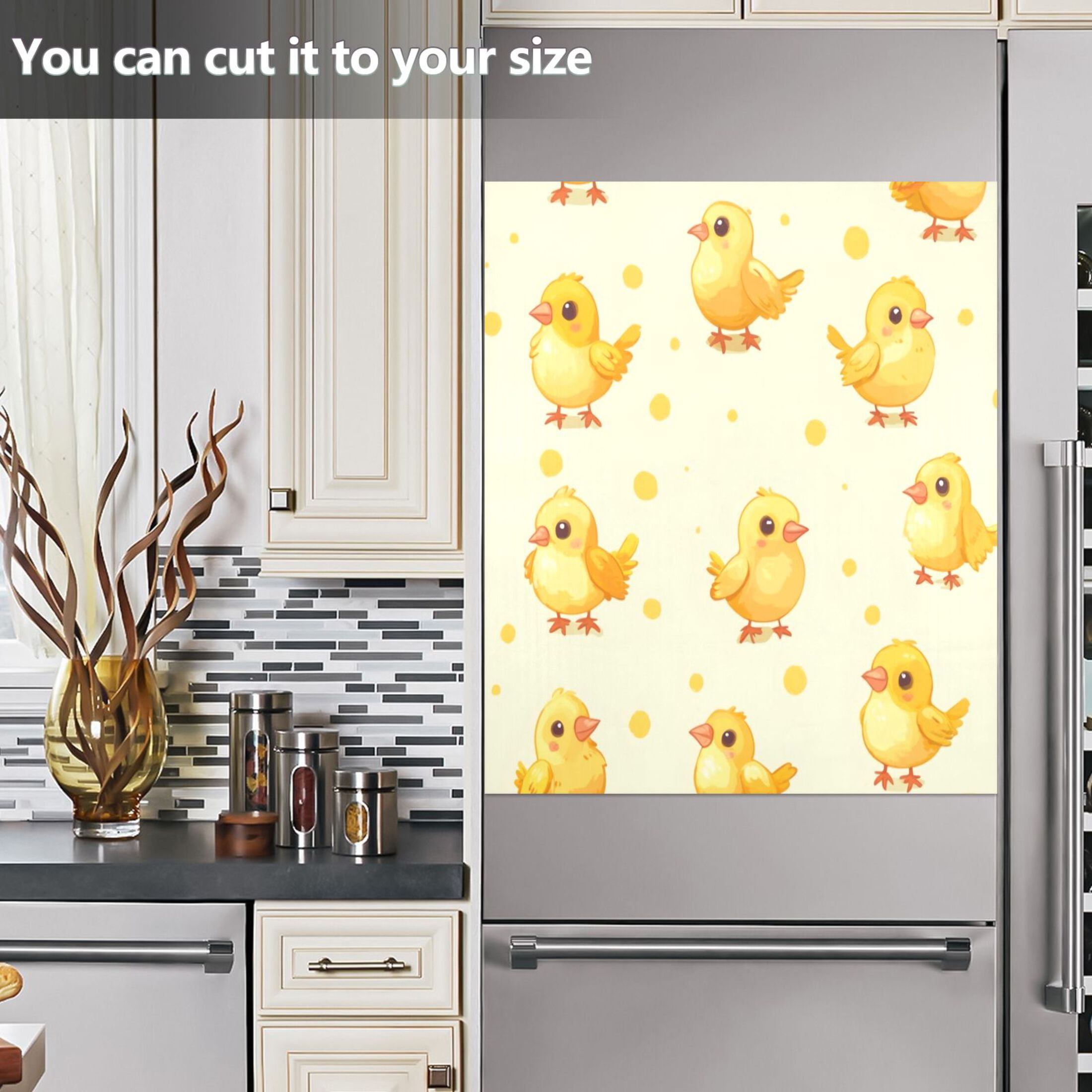 Dishwasher Magnetic Sticker 23x26 Inch Refrigerator Magnetic Sticker Washing Machine Magnetic Sticker Kitchen Panel Magnetic Sticker Home Decor Cute Yellow Chicken