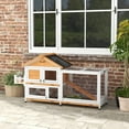 thumbnail image 2 of PawHut Clapier en Bois pour Lapin avec Toit Ouvrant, Boîte de Rangement, Jaune, 2 of 10