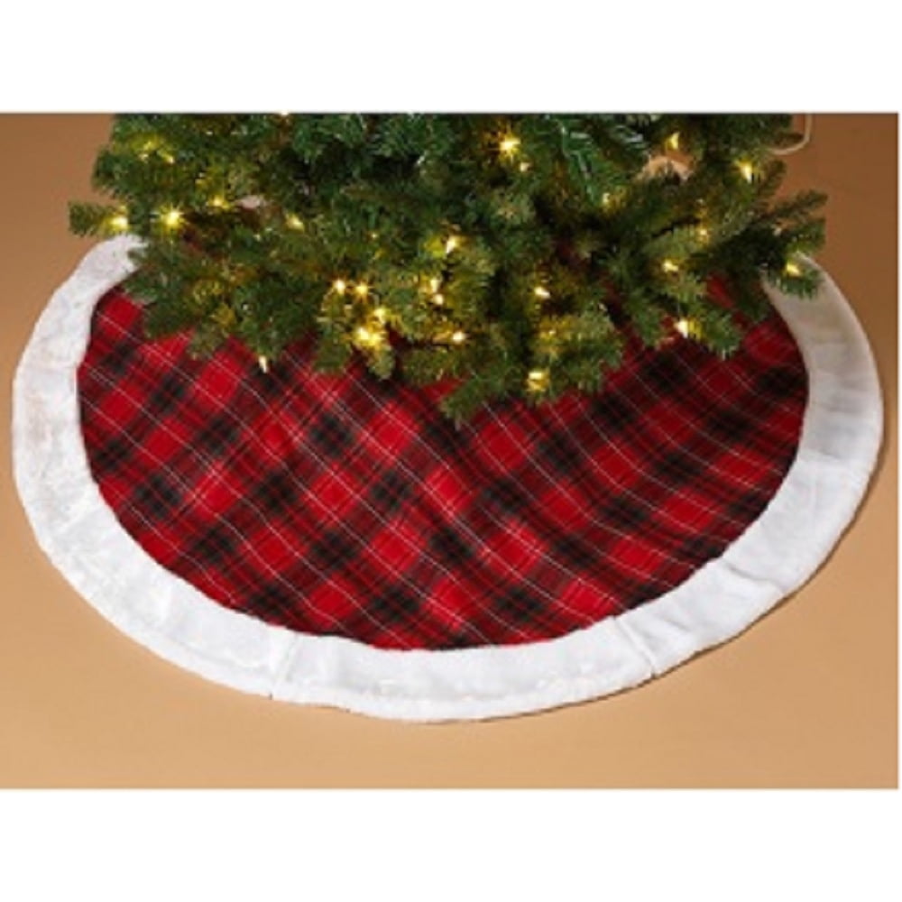 Red Plaid Christmas Tree Skirt 
