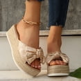 thumbnail image 6 of Xdegoge Espadrille Platform Sandals for Women Wedge Slides Slip On Peep Toe Cute Knotted Bowknot Decor Jute Sole Casual Summer Vacation Walking Footwear, 6 of 9