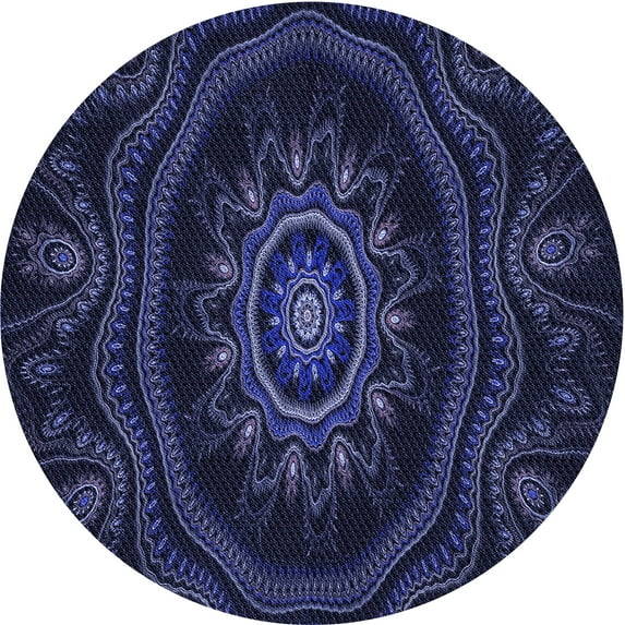 Ahgly Company Machine Washable Indoor Round Transitional Deep Periwinkle Purple Area Rugs, 6' Round