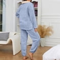 thumbnail image 4 of Outfits for Women Thickened Cozy Solid Lapel Long Sleeve Top And Cuffed Trousers 2 Piece Loungewear Women's Clothing Sets L, 4 of 8