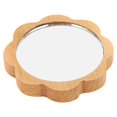 thumbnail image 1 of Miroir de maquillage rond à cadre en bois et verre, tendance, pour femme, 1 of 4