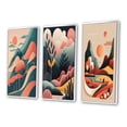 thumbnail image 3 of Designart "Graphic Retro Mountainscape under Full Moon" Abstract Landscape Framed Wall Art Set Of 3 - Pink Abstract Landscapes Frame Gallery Set For Office Decor, 3 of 6