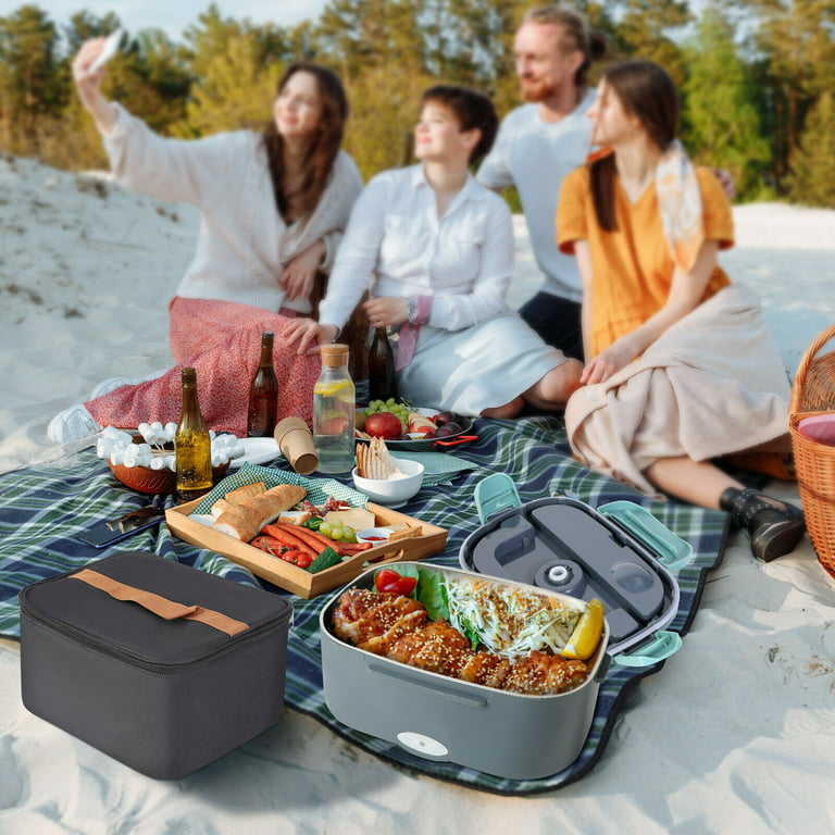 Electric Lunch Box Food Warmer - 2-in-1 Portable Food Heater for Car & Home - Leak Proof, Lunch Heating Microwave for Truckers with Removable