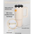 thumbnail image 2 of 40 oz Tumbler With Handle and Straw Lid Insulated Reusable Stainless Steel Water Bottle Travel Mug Iced Coffee Cup Travel Mug for Hot and Cold Beverag, 2 of 4