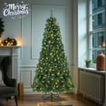 thumbnail image 7 of 7FT Pre-Lit Artificial Christmas Tree with 450 Warm White LED Lights, 8 Lighting Modes, 1050 PVC Branch Tips, Iron Stand, Easy Assembly, Remote Control Included, Green, 7 of 7