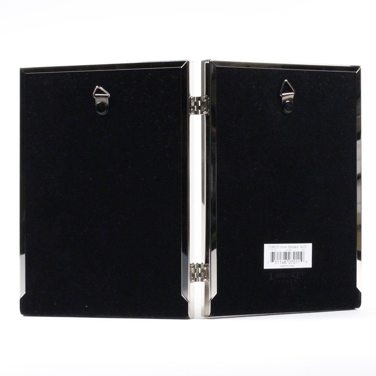 5x7 Hinged Double Silver Standard Metal Picture Frame