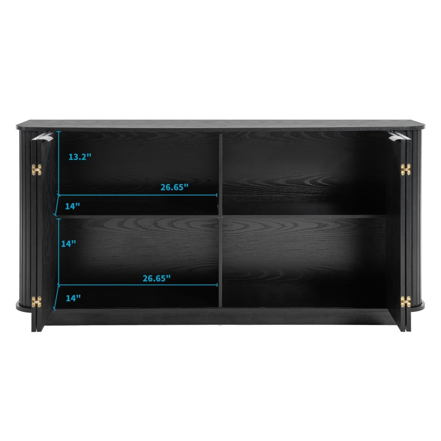 63" Wavy Storage Sideboard Cabinet Double Door Buffet Cabinet with Adjustable Shelves, Modern Accent Storage Cabinet for Kitchen Dining Room Living Room Hallway, Black
