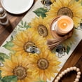 thumbnail image 3 of Sunflower Table Runner 70 Inches, Green Botanical Yellow Floral Summer Rustic Bed Runner Dresser Scarves Tabletop for Indoor Outdoor Parties/Ceremony/Banquet, 13" x 70", 3 of 9