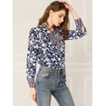 thumbnail image 3 of Blusa Vintage Allegra K con Lazo de Color en Contraste Floral Bohemio para Mujer Azul L, 3 of 6