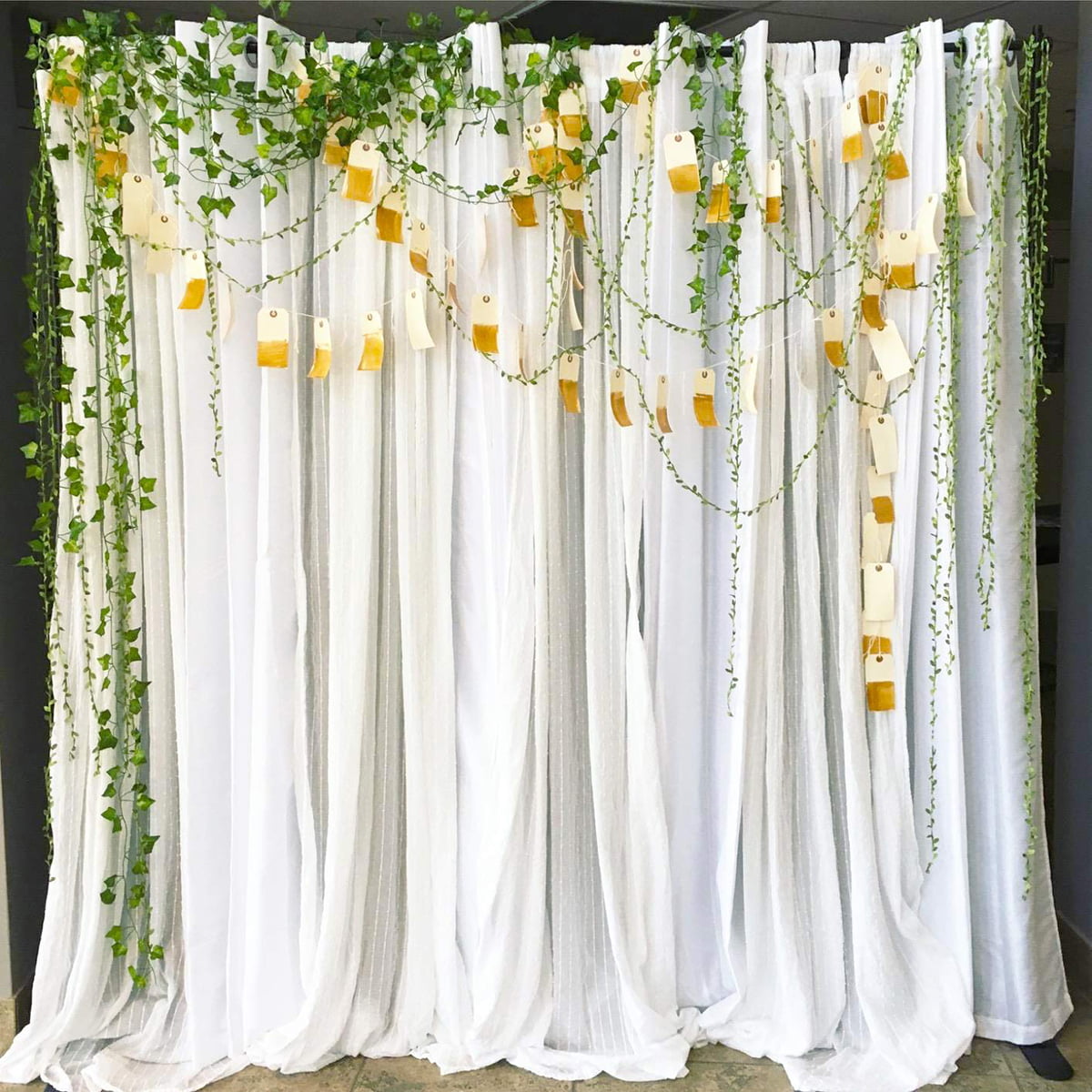 656 Ft Artificial Vine Green Leaves Hanging Garland Wedding Party Wall Decor US 