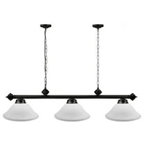 GSE Games & Sports Expert 56" Hanging Billiard Pool Table Light with Adjustable Metal Chain and 3 Lamp Shades. Great for 7ft/8ft Pool Tables, Billiards Room, Bar - White Glass