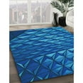 thumbnail image 3 of Ahgly Company Machine Washable Indoor Square Transitional Blueberry Blue Area Rugs, 7' Square, 3 of 7
