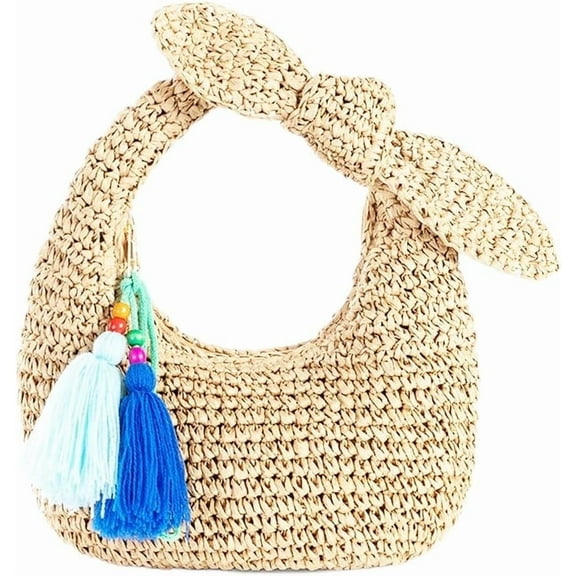 Straw Clutch Bag With Bow Top Handle Bags Summer Straw Handbags Beach Woven Bags Dinner Bags For Party Wedding Travelling
