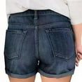 thumbnail image 4 of Fesfesfes Jeans for Women Solid Denim Shorts Pokets Hole Casual Zipper Fringe Jeans Pants, 4 of 9