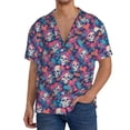 thumbnail image 3 of Honeii 's flower Skull leaf colorful for men's short-sleeved button-up collared shirt featuring a pocket, perfect for beach vacations, and travel adventures., 3 of 5