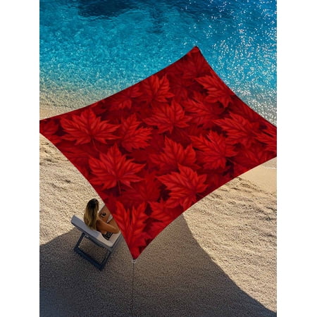 Maple Leaf Sun Shade Sail 8' x 10', Canada Day July 1st Rectangle Outdoor Sunshade Canopy, Waterproof UV Block Patio Covers for Garden Yard Beach