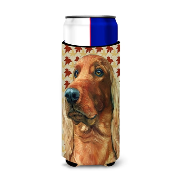 Carolines Treasures LH9555MUK Irish Setter Fall Leaves Ultra Hugger for slim cans Slim Can multicolor