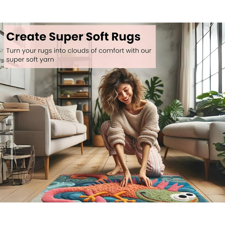 DABLINE Super Soft Bulk Acrylic Yarn for Tufting Worsted Weight Size 4 800g 8 Ply Designed for Tufting Rugs Black