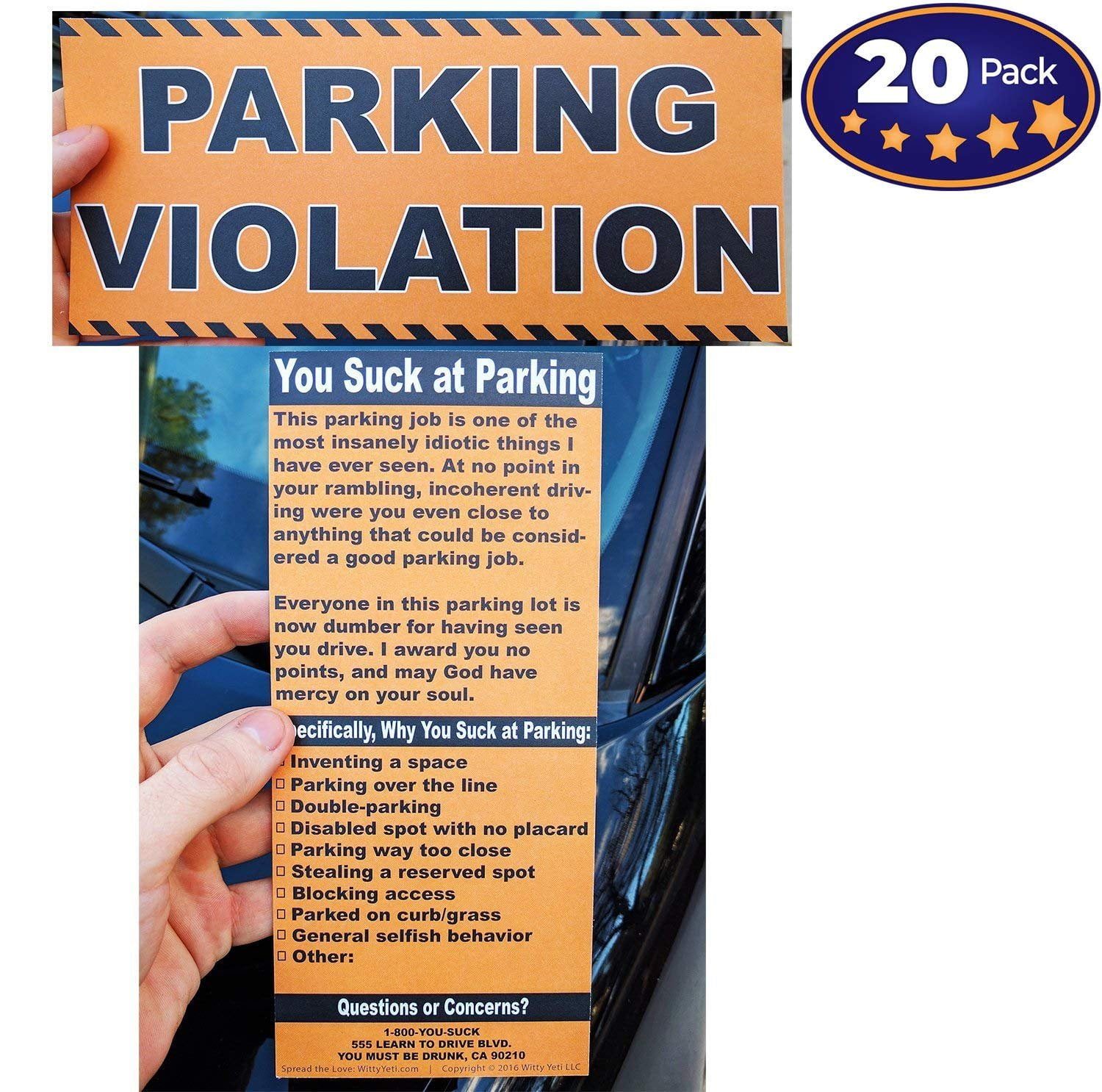 3 x Joke Parking Tickets Parked like a TW*T Funny Pranks Adult Practical Jokes 