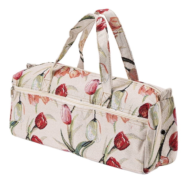 Bolsa organizadora tejida para guardar agujas de tejer y manualidades de tela para el hogar, color rosa