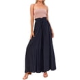 thumbnail image 3 of Women Casual High Waist Spring Fall Solid Color Long Wide Leg Pants Casual with Pockets Black XL, 3 of 10