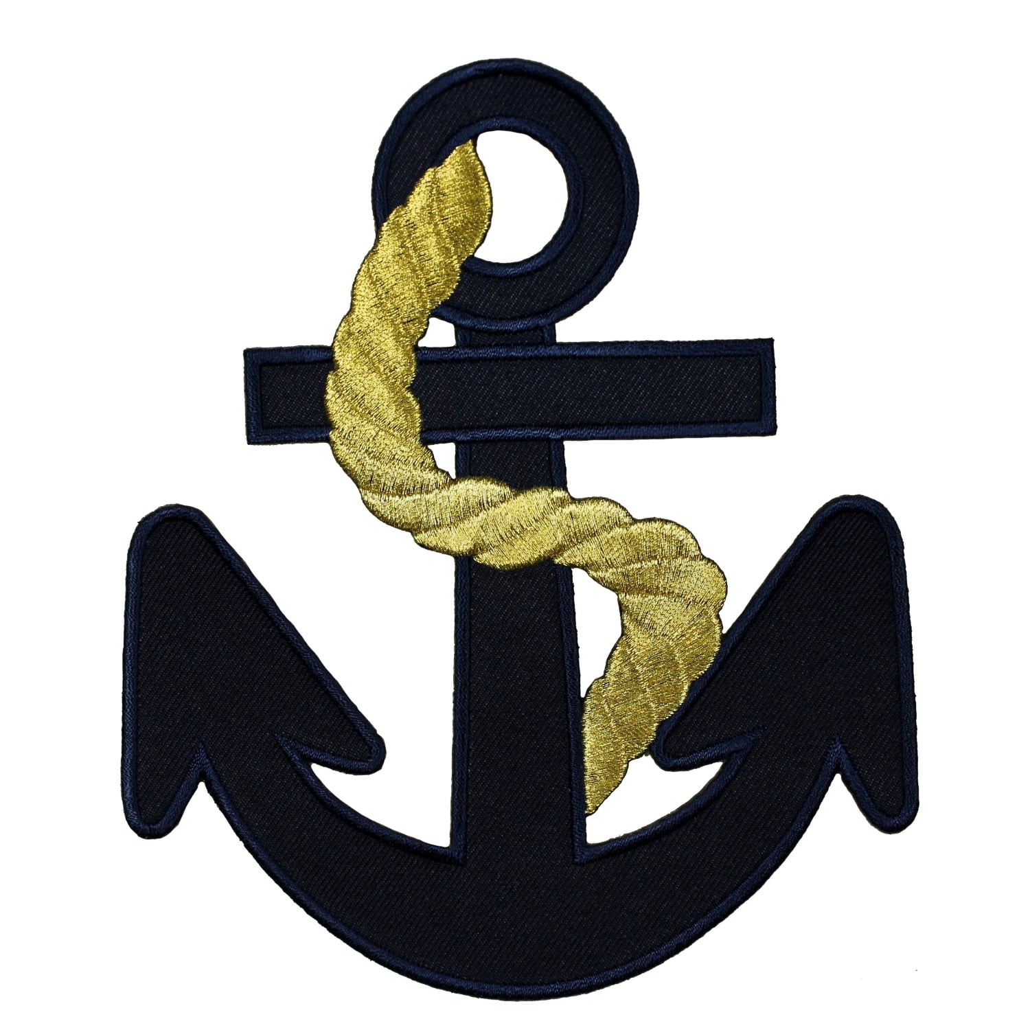 2 Gold Anchor Iron On Appliques  Fully Embroidered  Measures 1 12 high x 1 wide approximately